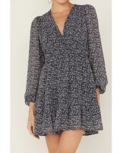 Lush Women's Floral Long Sleeve Smocked Mini Dress 7 Lush Women's Floral Long Sleeve Smocked Mini Dress -Western Fashion 2000368157 410 P2