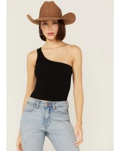 Fornia Women's Top One One Shoulder Ribbed Cami Top