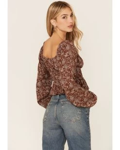 Wild Moss Long Sleeve Tie Front Ranched Floral Top -Western Fashion 2000368439 280 P3