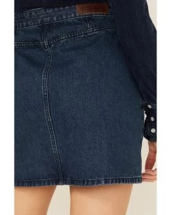 Rock & Roll Denim Women's Dark Wash Studded Belted Western Denim Mini Skirt -Western Fashion 2000368495 400 P5