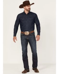 Rock & Roll Denim Men's Revolver Dark Wash Stretch Slim Straight Jeans 