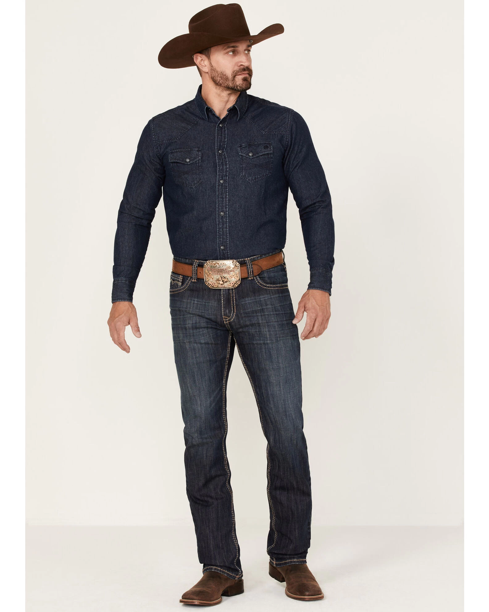 Rock & Roll Denim Men's Revolver Dark Wash Stretch Slim Straight Jeans 3 Rock & Roll Denim Men's Revolver Dark Wash Stretch Slim Straight Jeans