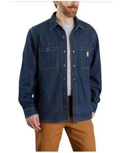 Carhartt Men's Relaxed Fit Denim Fleece Lined Snap-Front Shirt Jacket