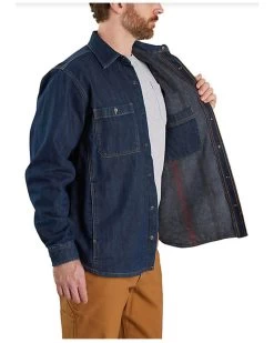 Carhartt Men's Relaxed Fit Denim Fleece Lined Snap-Front Shirt Jacket -Western Fashion 2000370127 400 P3