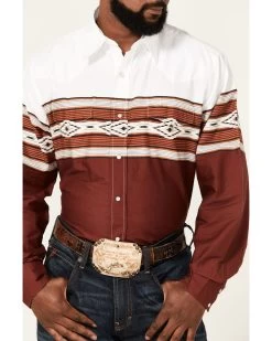 Roper Men's Diamond Southwestern Border Print Long Sleeve Snap Western Shirt  -Western Fashion 2000370631 200 P3