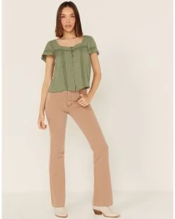 Jolt Women's Lace Trim Button-Down Shirt -Western Fashion 2000371504 341 P2