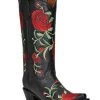 Circle G Women's Flowered Embroidery Western Tall Boots - Snip Toe