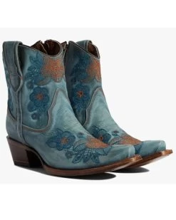 Corral Women's Flower Embroidered Ankle Western Booties - Snip Toe