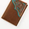 Cody James Men's Turquoise Underlay & Brown Tooled Trifold Wallet -Western Fashion 2000372920 200 P1