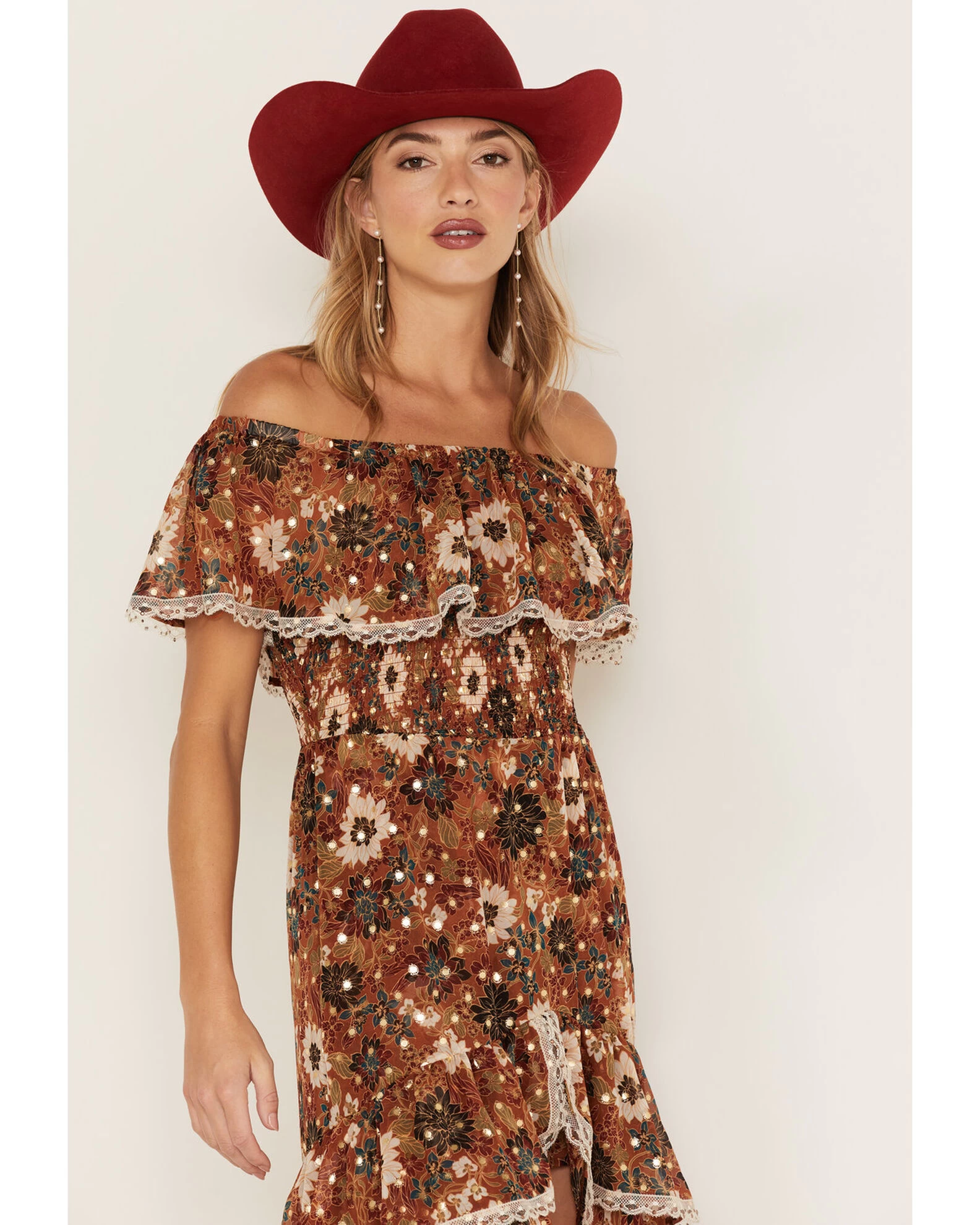 Shyanne Women's Floral Print Off-Shoulder Ruffle Maxi Dress 4 Shyanne Women's Floral Print Off-Shoulder Ruffle Maxi Dress - Image 2