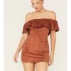 Shyanne Women's Off Shoulder Faux Suede Dress -Western Fashion 2000372982 203 P1