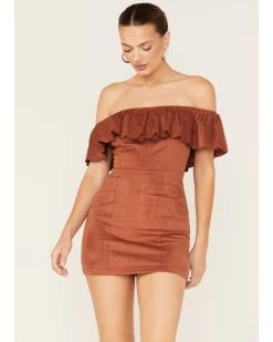 Shyanne Women's Off Shoulder Faux Suede Dress