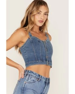 Shyanne Women's Medium Wash Corset Crop Top -Western Fashion 2000373011 414 P2