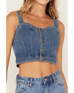 Shyanne Women's Medium Wash Corset Crop Top -Western Fashion 2000373011 414 P3