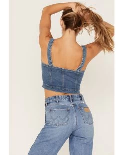 Shyanne Women's Medium Wash Corset Crop Top -Western Fashion 2000373011 414 P4