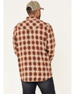 Moonshine Spirit Men's Trail Map Southwestern Plaid Print Snap Western Flannel Shirt  -Western Fashion 2000374142 110 P4