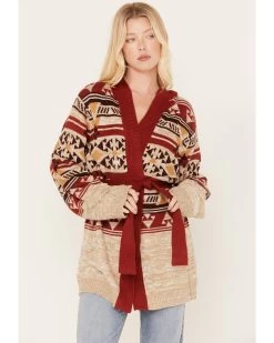 Wrangler Retro Women's Southwestern Print Hooded Cardigan