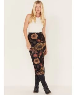 Cleo + Wolf Women's Floral Print Sheer Midi Skirt