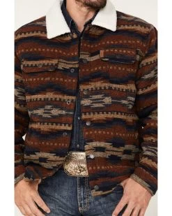 Cinch Men's Southwestern Print Sherpa-Lined Snap Wool Trucker Jacket  -Western Fashion 2000375198 900 P3