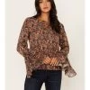 Idyllwind Women's Rouge Paisley Print Lace-Up Top -Western Fashion 2000375297 401 P1