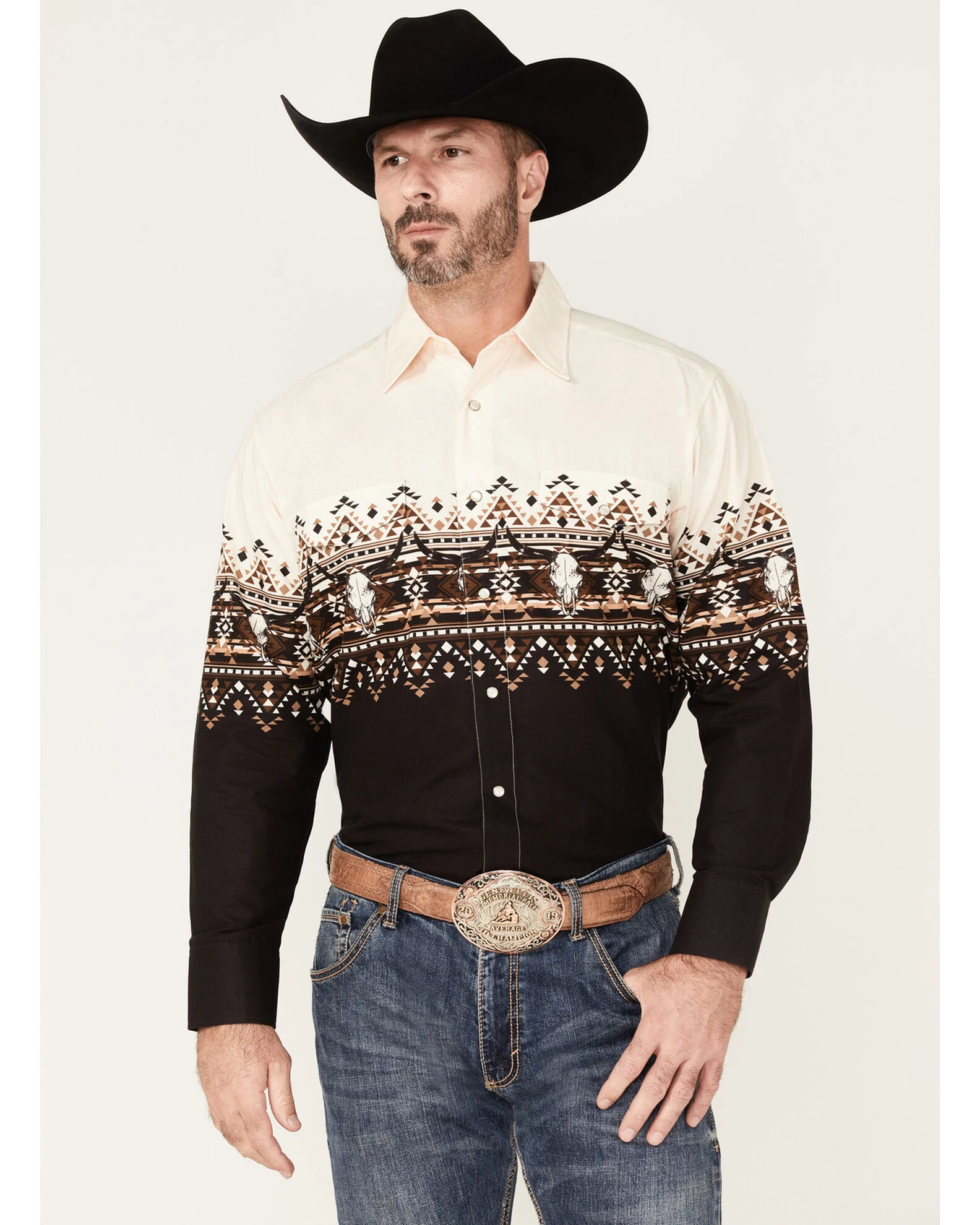 Panhandle Men's Southwestern Border Long Sleeve Snap Shirt 3 Panhandle Men's Southwestern Border Long Sleeve Snap Shirt