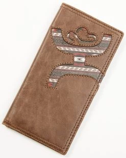 Hooey Men's Brown Hooey Logo Laser Cut Southwest Print Rodeo Wallet