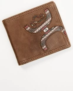 Hooey Men's Brown Hooey Logo Laser Cut Southwest Print Bi-Fold Wallet