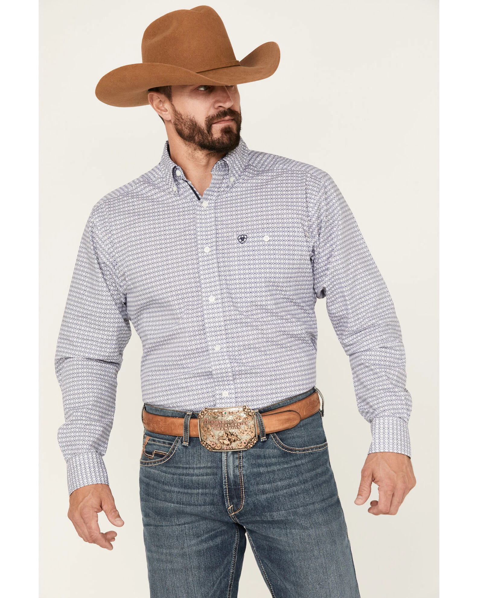 Ariat Men's Savvy Geometric Stretch Long Sleeve Button Down Western Shirt 2 Ariat Men's Savvy Geometric Stretch Long Sleeve Button Down Western Shirt