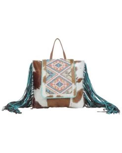 Myra Bag Women's Southwestern Hair-On Hide Fringe Backpack Bag