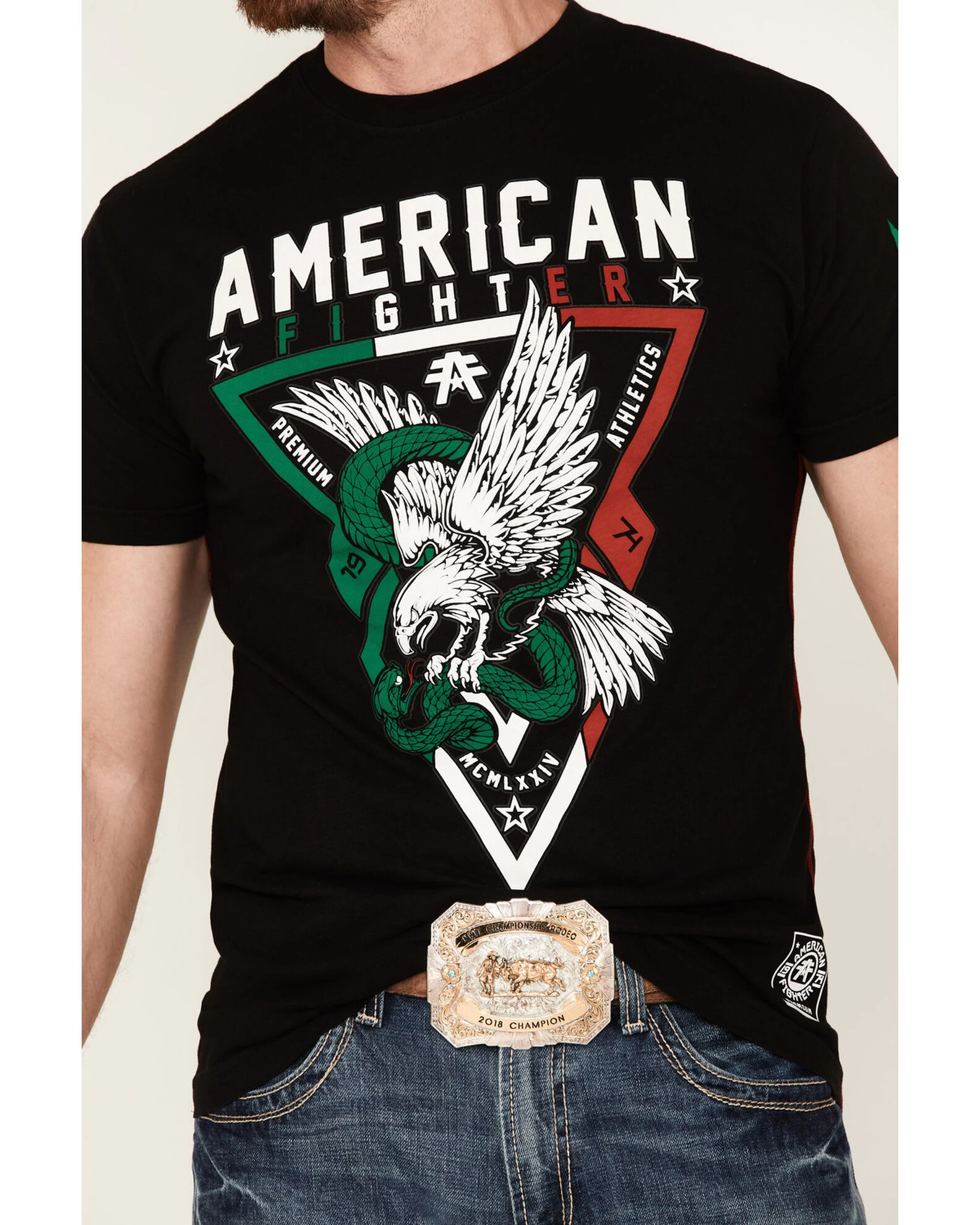 American Fighter Men's Laredo Mexico Graphic Short Sleeve T-Shirt 5 American Fighter Men's Laredo Mexico Graphic Short Sleeve T-Shirt - Image 3