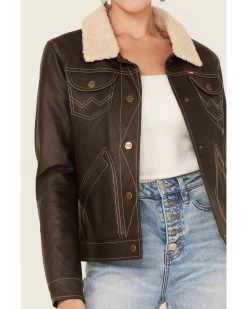 Wrangler Women's Shearing Collar Leather Jacket -Western Fashion 2000377465 200 P3