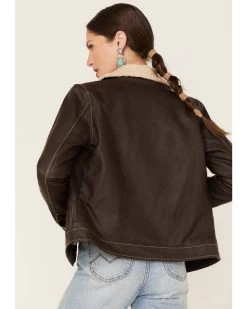 Wrangler Women's Shearing Collar Leather Jacket -Western Fashion 2000377465 200 P4