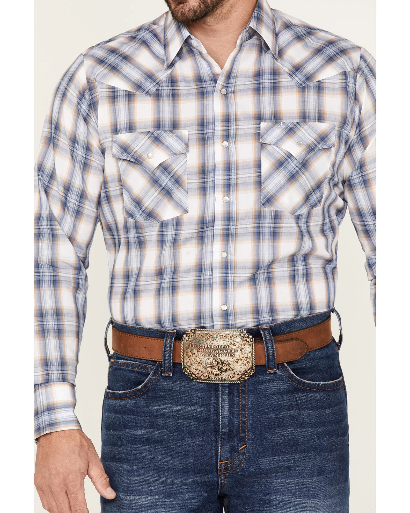 Ely Walker Men's Plaid Print Long Sleeve Pearl Snap Western Shirt 5 Ely Walker Men's Plaid Print Long Sleeve Pearl Snap Western Shirt - Image 3