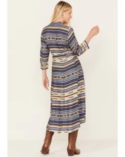 Stetson Women's Serape Stripe Print Long Sleeve Midi Dress -Western Fashion 2000378246 400 P4