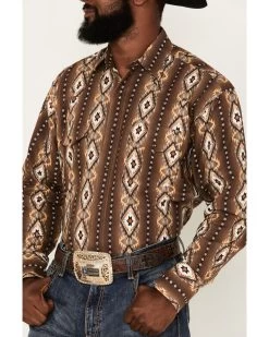 Wrangler Men's Checotah Southwestern Stripe Long Sleeve Snap Western Shirt  -Western Fashion 2000378411 200 P3