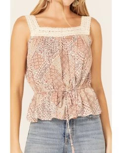 Wild Moss Women's Floral Paisley Patchwork Crochet Tank Top -Western Fashion 2000378753 103 P3