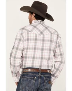 Wrangler Men's Logo Plaid Print Long Sleeve Button-Down Western Shirt -Western Fashion 2000379931 100 P4