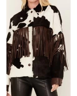 DANCASSAB Women's Taylor Hair-On Hide Fringe Jacket -Western Fashion 2000380611 900 P3