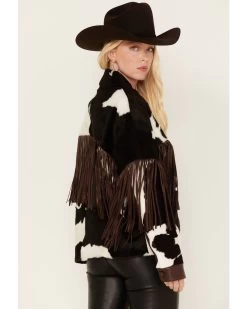 DANCASSAB Women's Taylor Hair-On Hide Fringe Jacket -Western Fashion 2000380611 900 P4