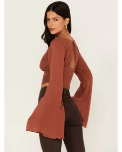 Shyanne Women's Embroidered Mesh Dot Poet Sleeve Crop Top -Western Fashion 2000380617 200 P4