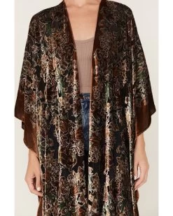Shyanne Women's Floral Velvet Burnout Shawl  -Western Fashion 2000380626 200 P3