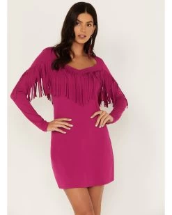 Idyllwind Women's Bryan Long Sleeve Fringe Knit Dress
