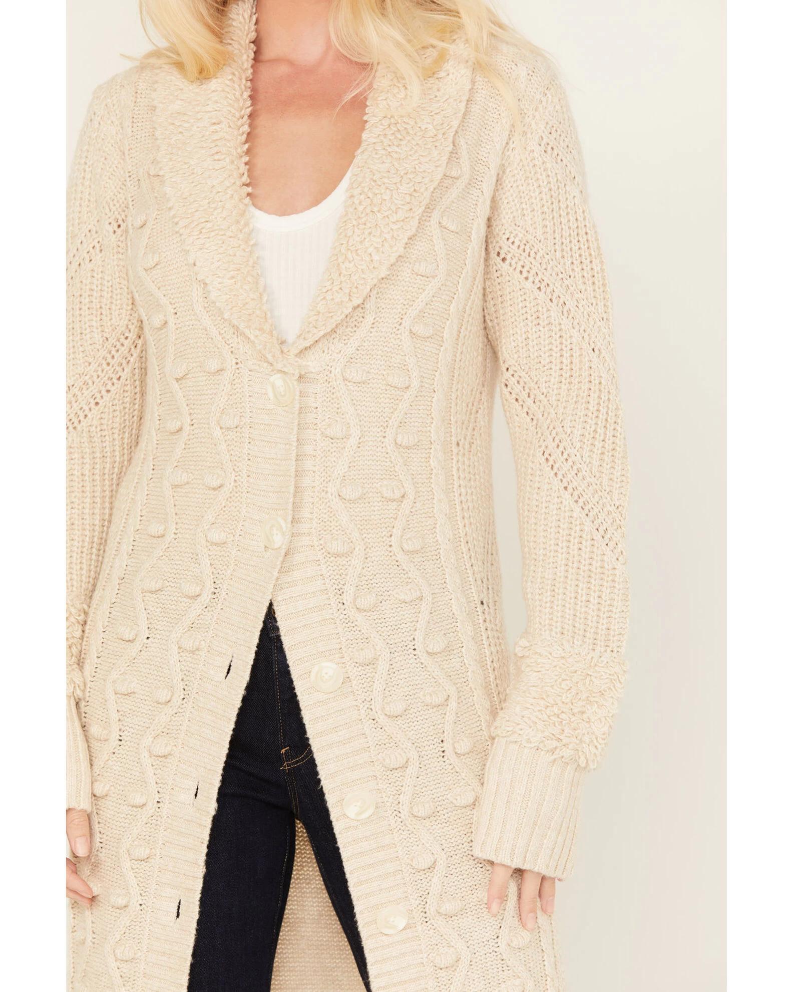 Cleo + Wolf Women's Boucle & Cable Knit Duster 5 Cleo + Wolf Women's Boucle & Cable Knit Duster - Image 3