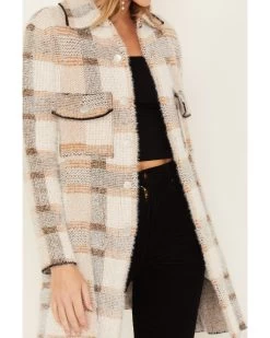 Rock & Roll Denim Women's Plaid Print Eyelash Knit Coat -Western Fashion 2000381063 280 P3