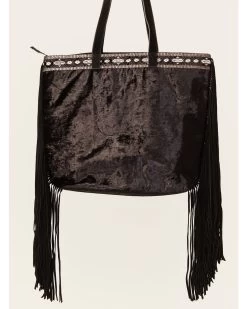 Shyanne Women's Velvet Embroidered Beaded & Fringe Tote Handbag -Western Fashion 2000381106 001 P3