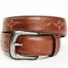 Moonshine Spirit Men's Brown Western Red & Orange Stitch Leather Belt -Western Fashion 2000381479 200 P1