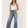 Cleo + Wolf Women's Medium Wash High Rise Loose Distressed Jeans -Western Fashion 2000381495 414 P1