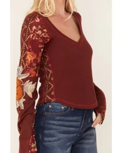 Free People Women's Amara Floral Print Long Sleeve Top -Western Fashion 2000381814 646 P3
