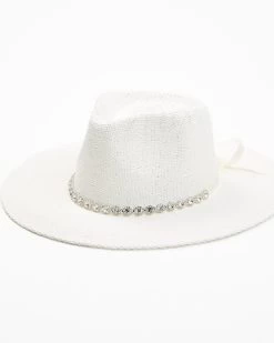 Nikki Beach Women's White Krystal Australian Toyo Fedora Hat