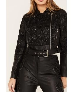 Wonderwest Women's Studded Leather Moto Jacket -Western Fashion 2000382470 001 P3